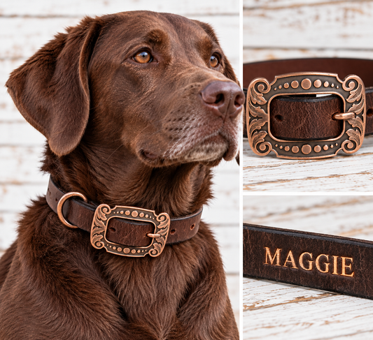 Crazy Horse Water Buffalo Leather Dog Collar