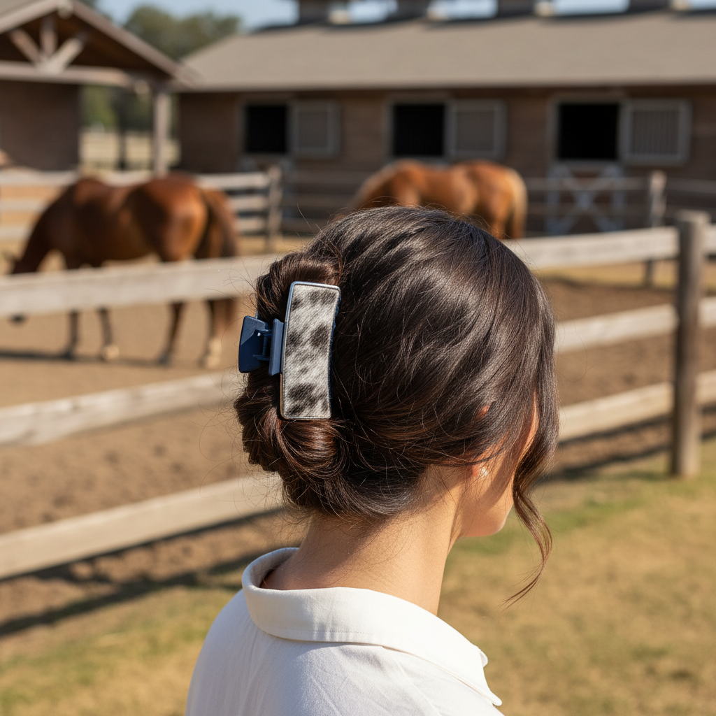 Large Western Leather Claw Hair Clip