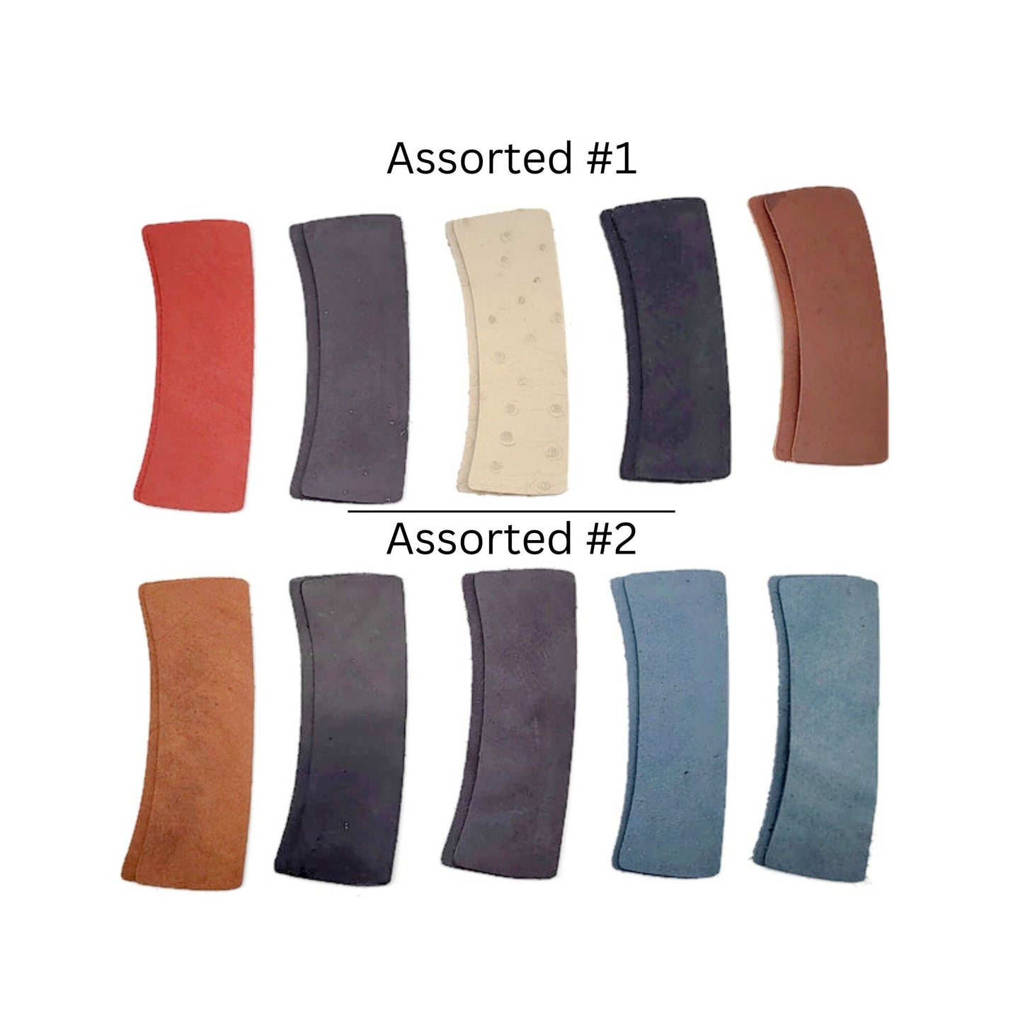Set of 10 Leather Hair Clip Leather Patch Blanks - Many Different Colors - FREE Shipping