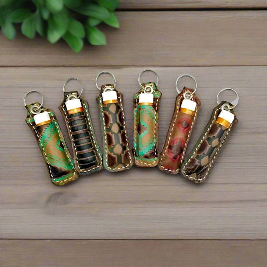 Leather Lip Balm Keychain