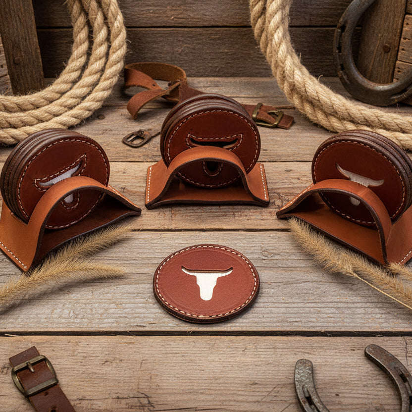 Longhorn Leather Coasters