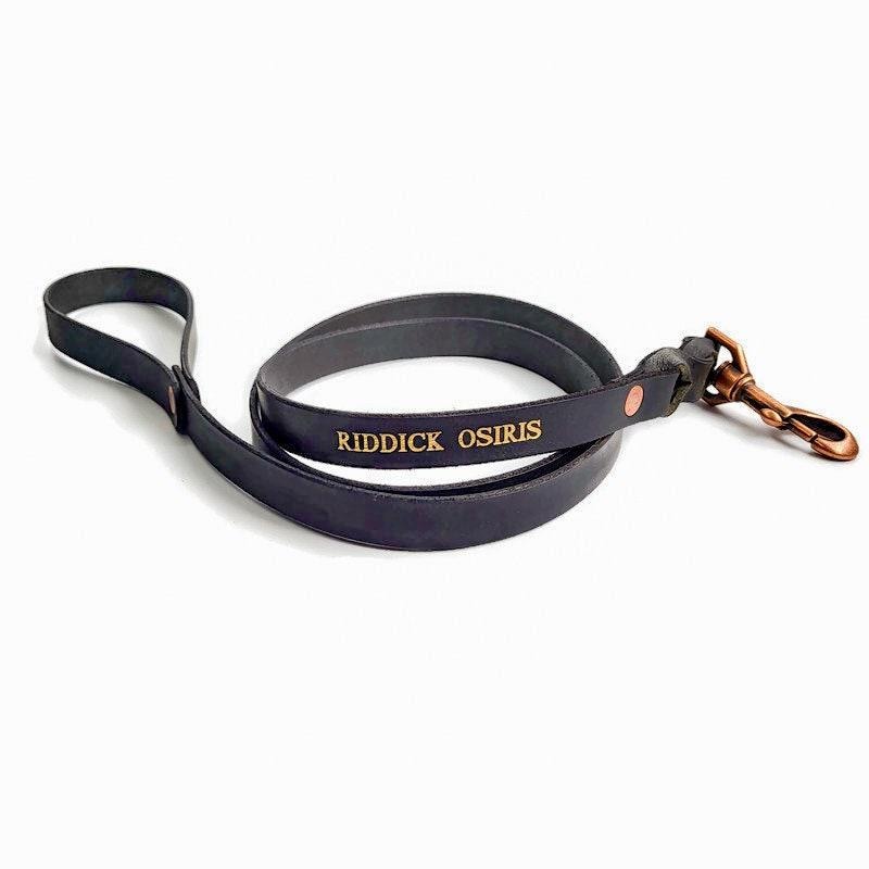 Black Leather Water Buffalo Dog Leash