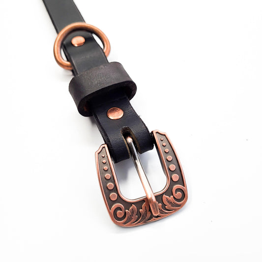 Black Leather Water Buffalo Dog Collar