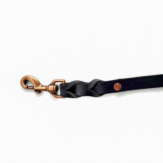 Black Leather Water Buffalo Dog Leash
