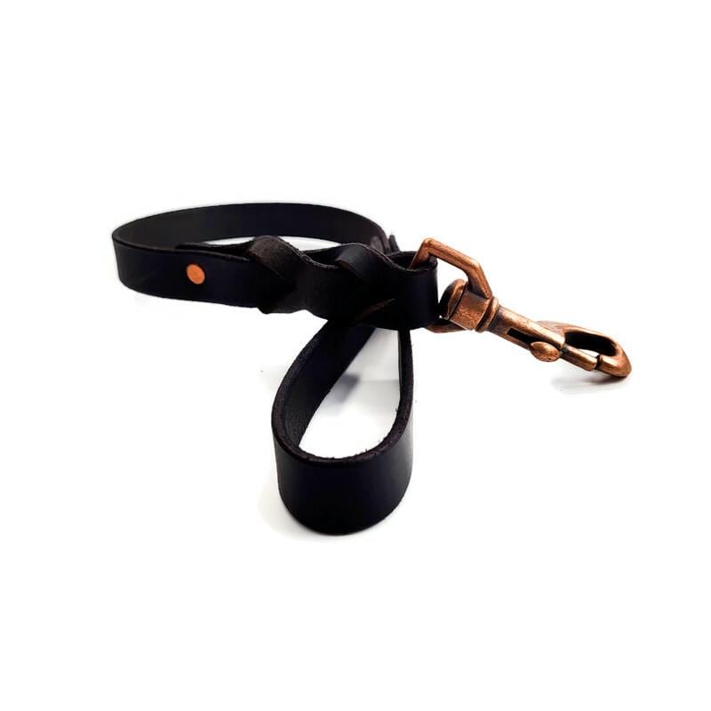 Black Leather Water Buffalo Dog Leash