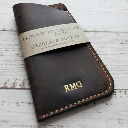 Slip in Soft Leather Glasses Case - Pocket Eyeglass Case, Sunglass Pouch Protector, Glasses Sleeve - FREE Shipping