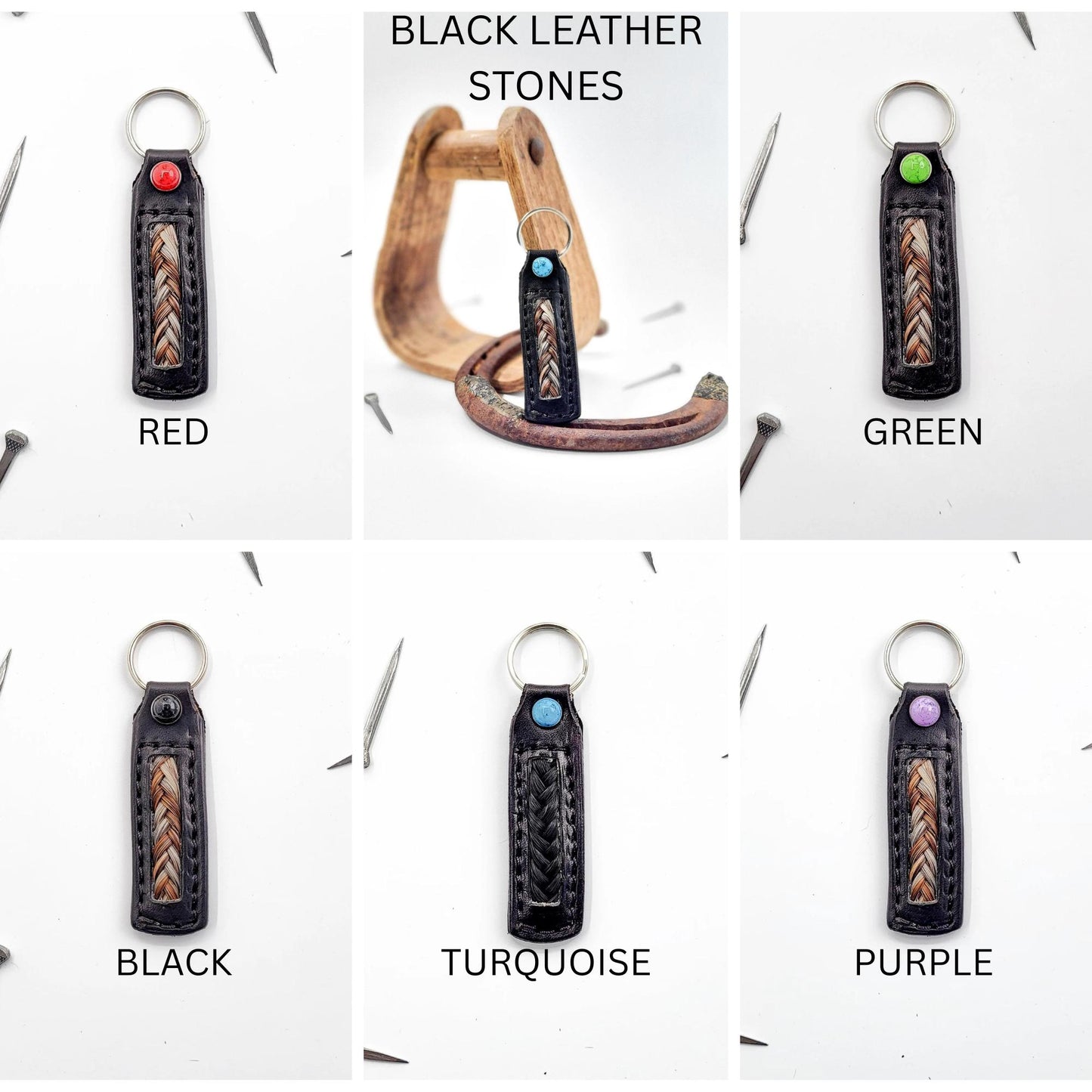 Horsehair Keychain - Brown Leather