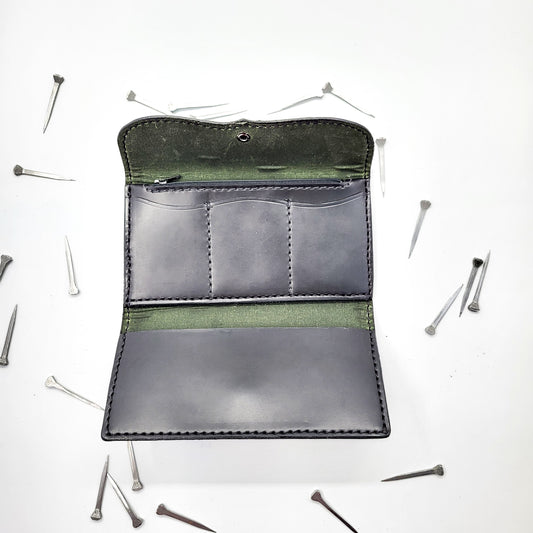 Waxed Canvas and Leather Long Wallet