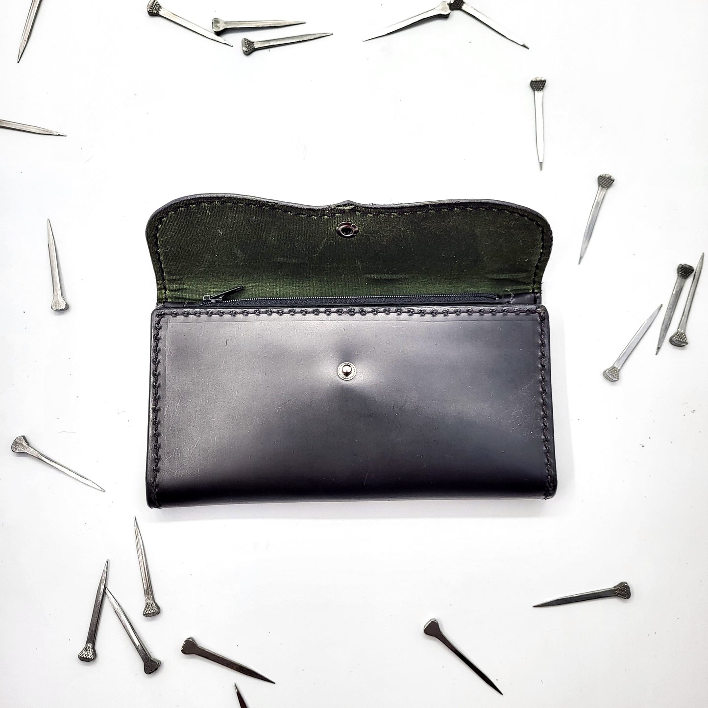 Waxed Canvas and Leather Long Wallet