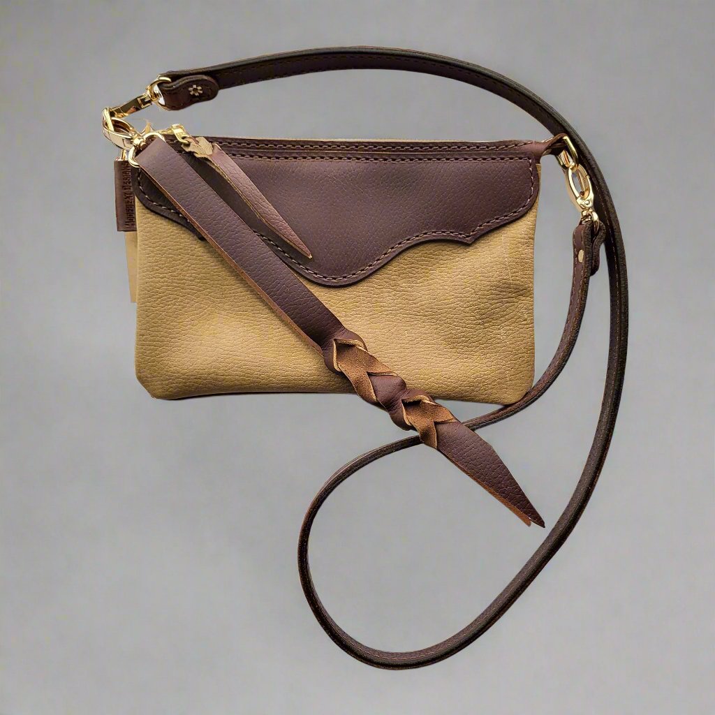 Stitched Strap Tan Western 3-in-1 Purse