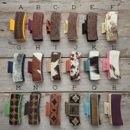 Large Western Leather Claw Hair Clip