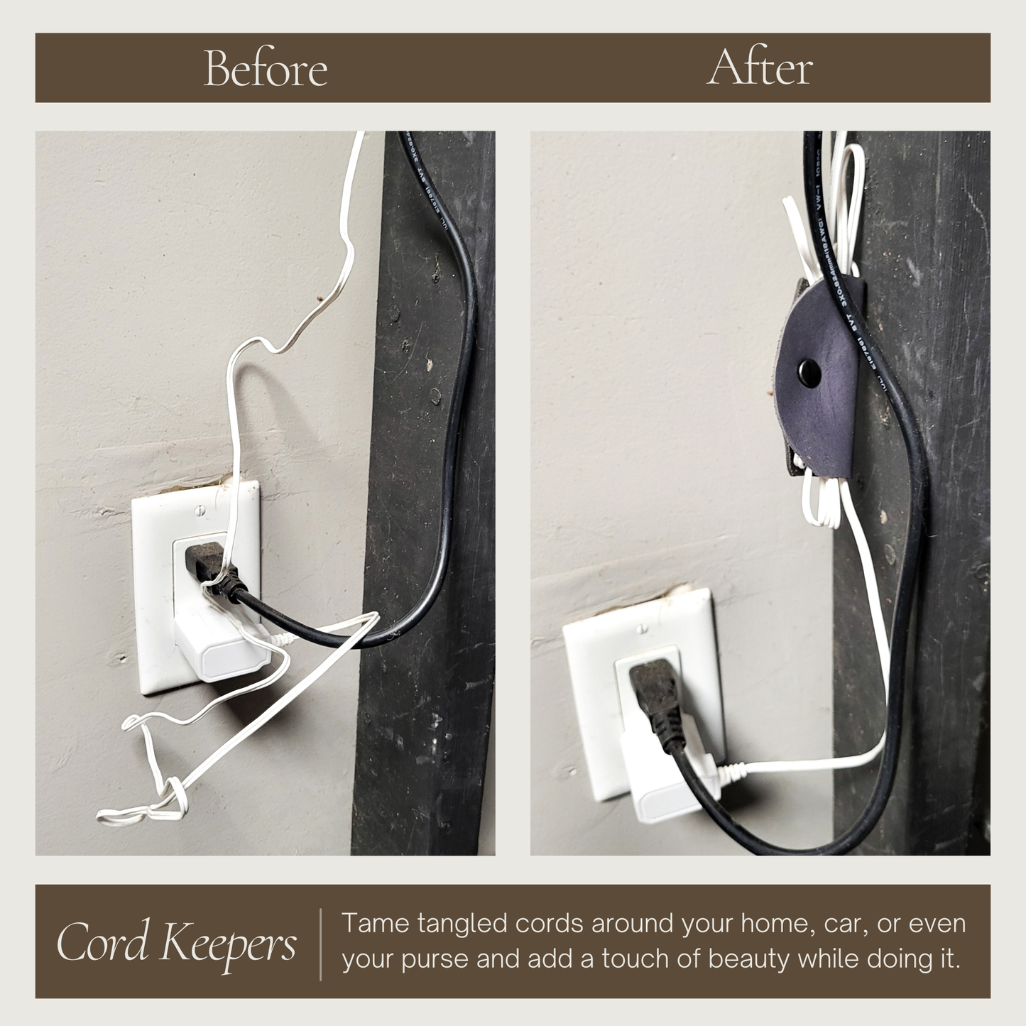 3pk Leather Cord Holders