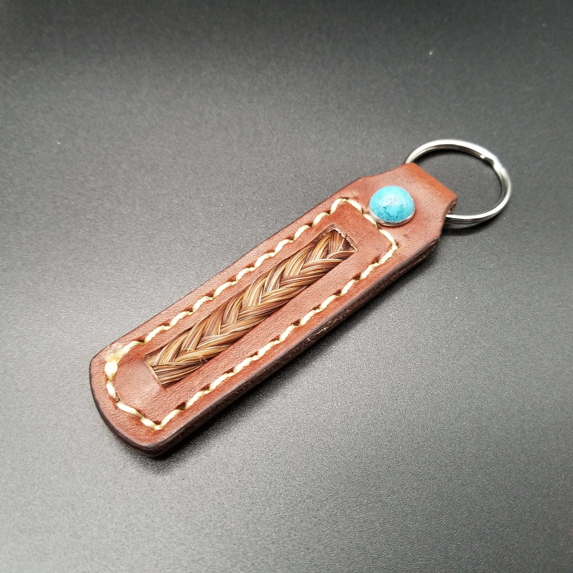 Horsehair Keychain - Brown Leather