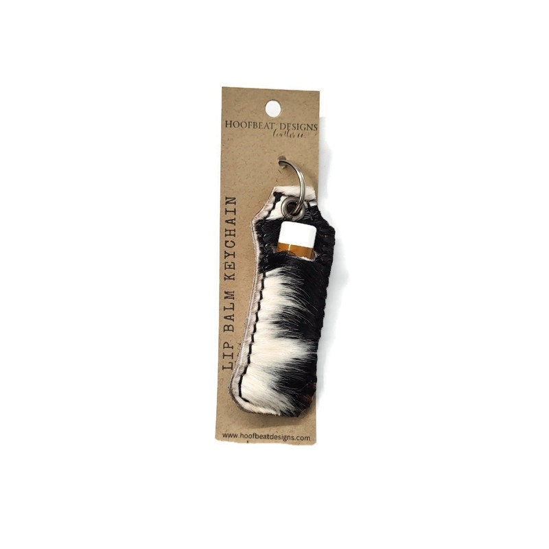 Cowhide Lip Balm Holder - Lip Balm Key Chain, Gift for Her, Western Wedding Favors