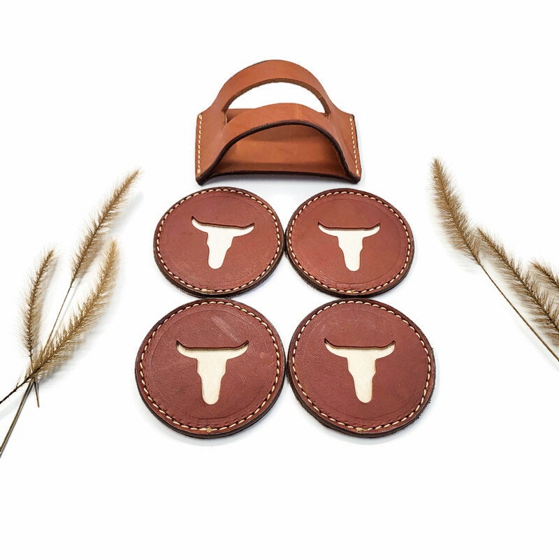 Longhorn Leather Coasters