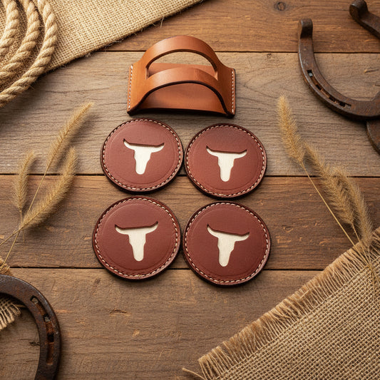 Longhorn Leather Coasters