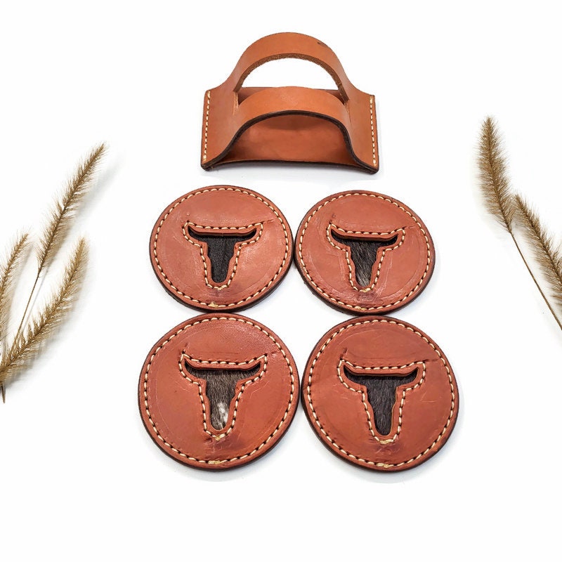 Longhorn Leather Coasters