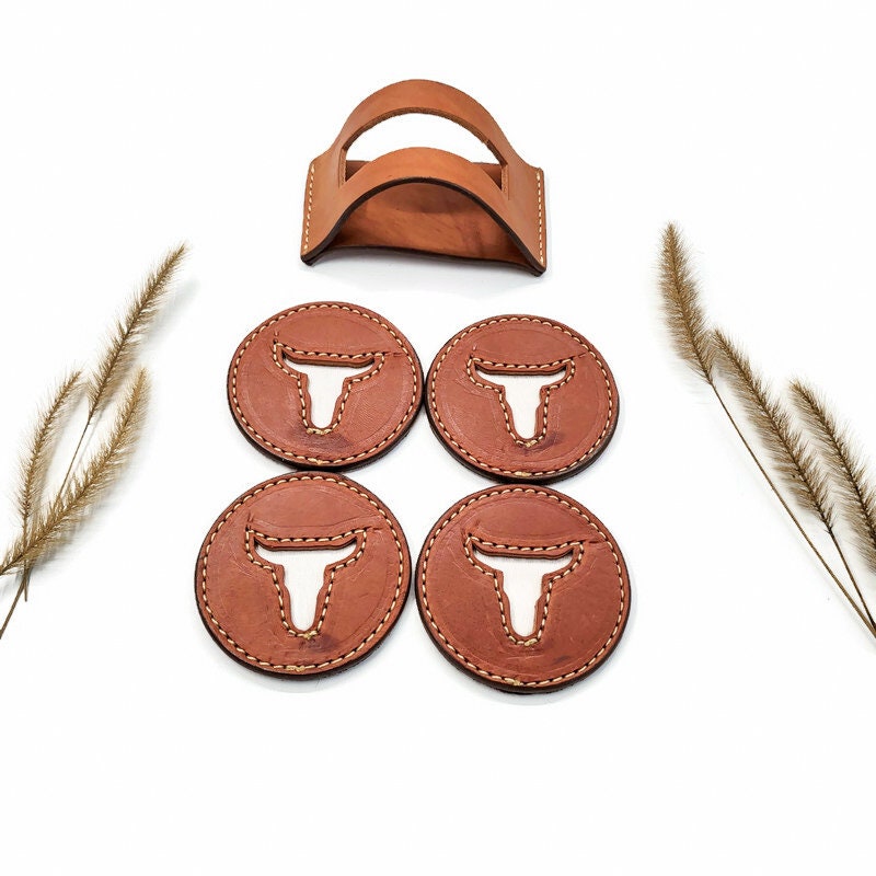 Longhorn Leather Coasters