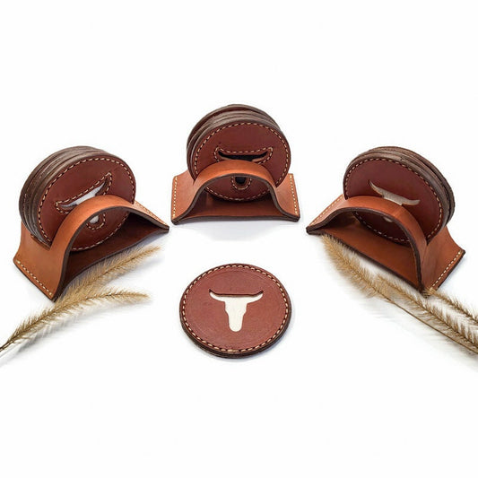 Longhorn Leather Coasters