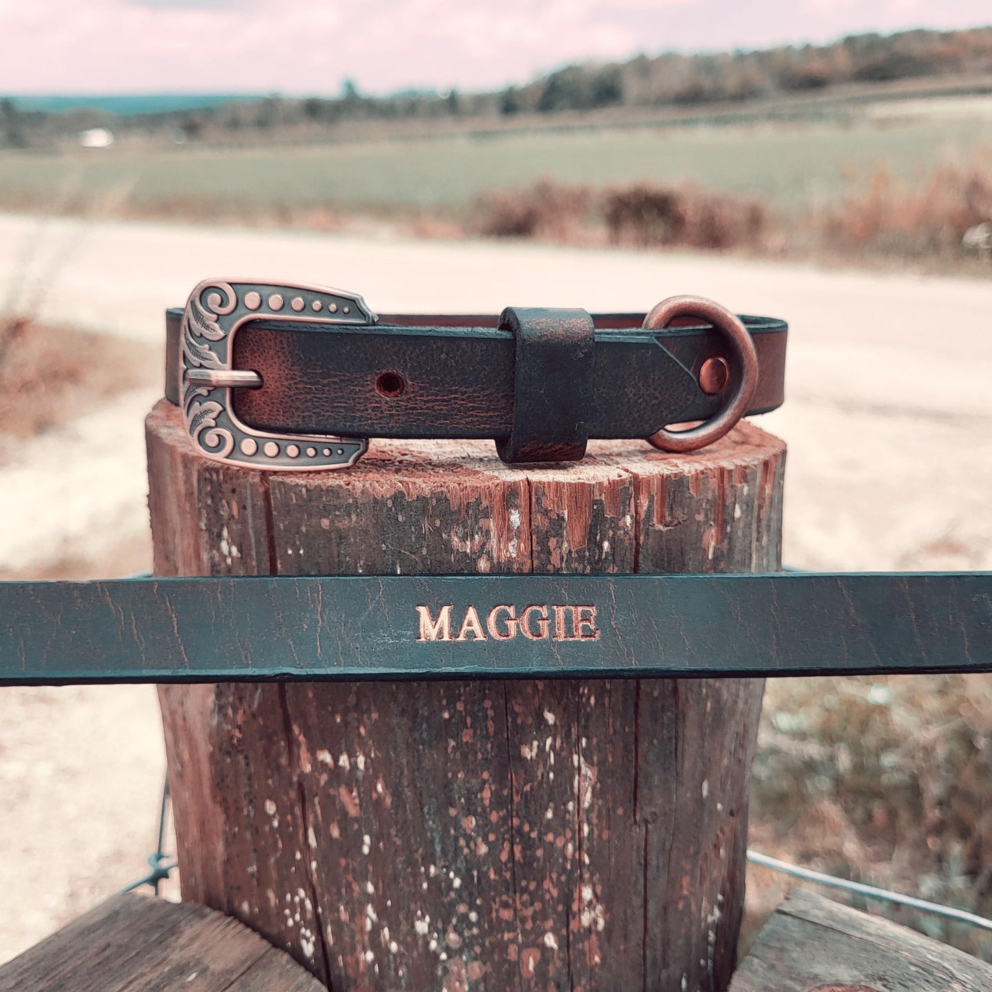 Water Buffalo Leather Dog Collar