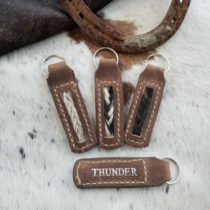 Horsehair Keychain - Brown Leather