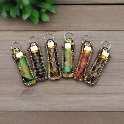 Leather Lip Balm Keychain