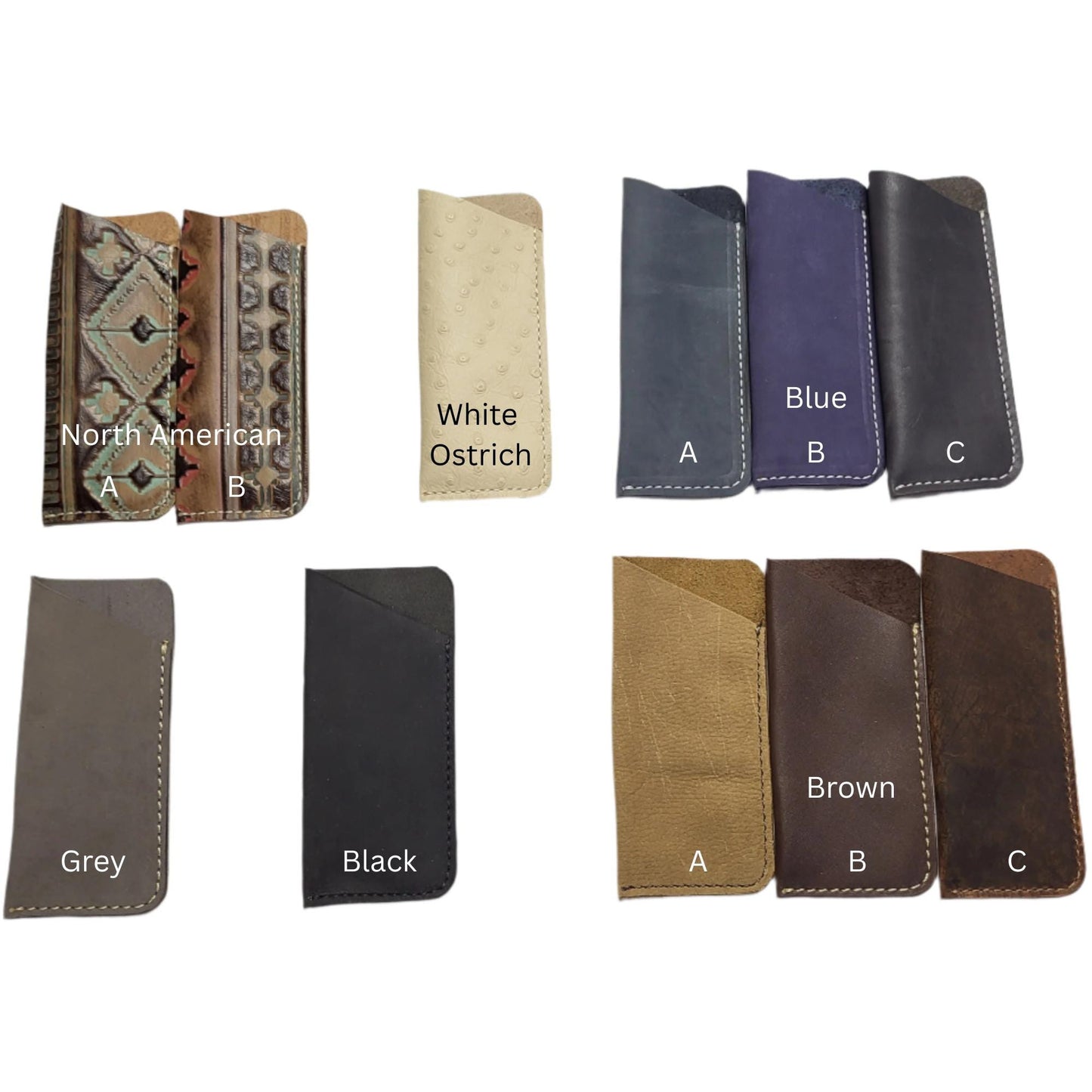 Slip in Soft Leather Glasses Case - Pocket Eyeglass Case, Sunglass Pouch Protector, Glasses Sleeve - FREE Shipping