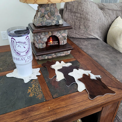 Real Cowhide Mini Rug Coaster Set - Western Home, Cowhide Wall Hanging Farmhouse Decor, Wedding Favor, Housewarming Gift, Gift for Cow Lover