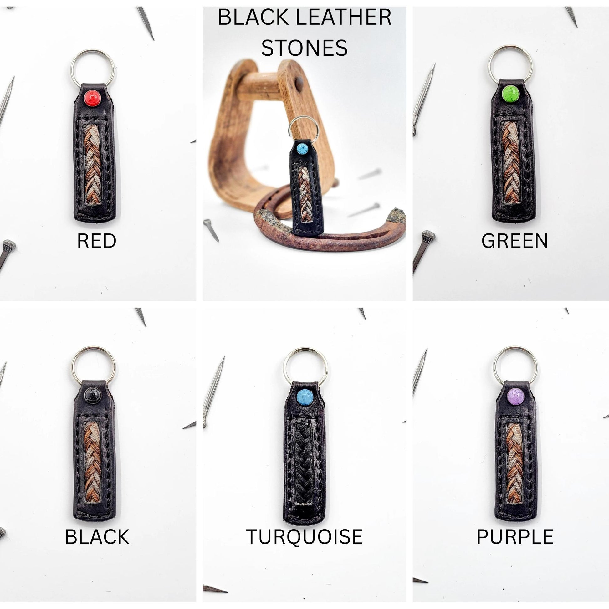 Horsehair Keychain - Brown Leather