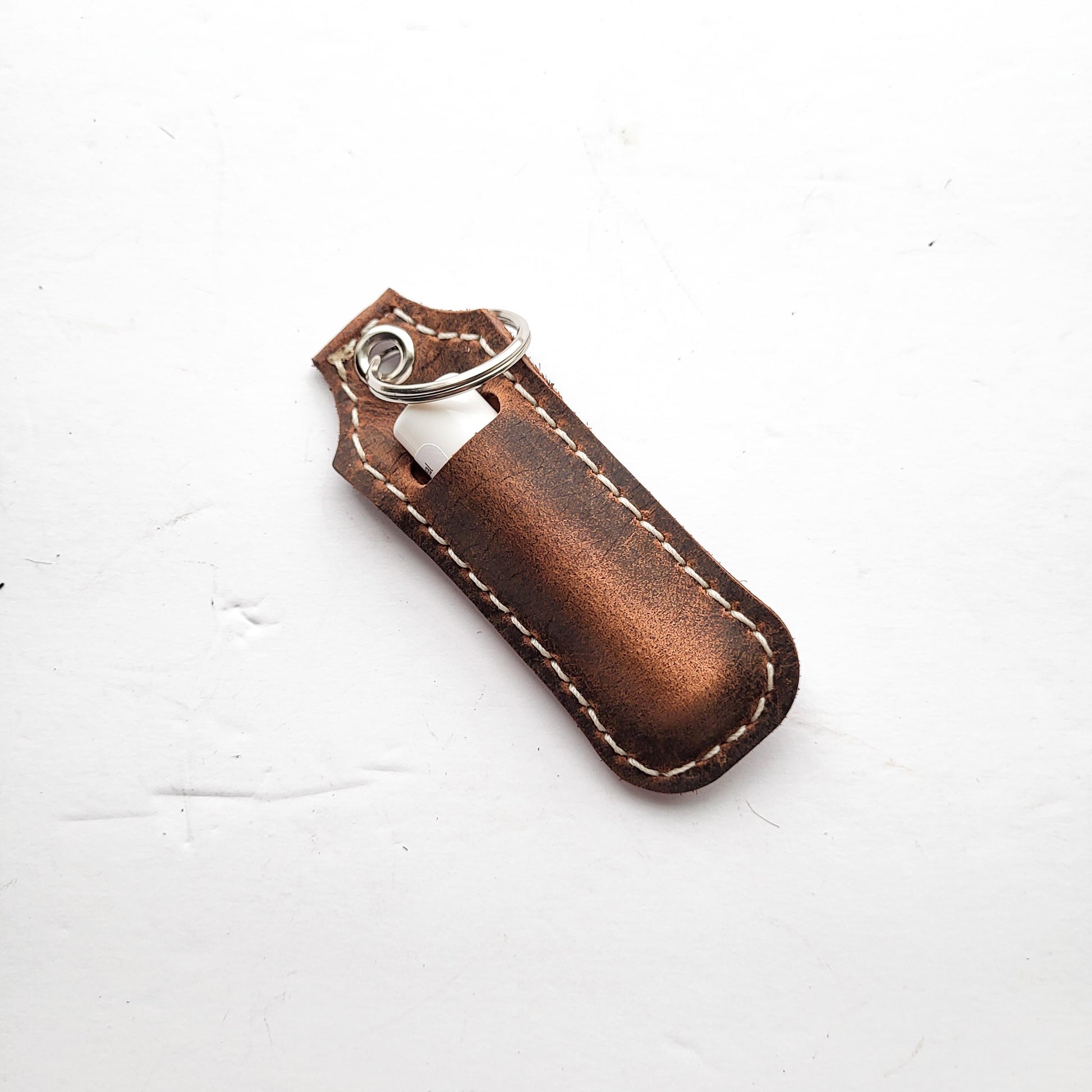 Leather Lip Balm Keychain