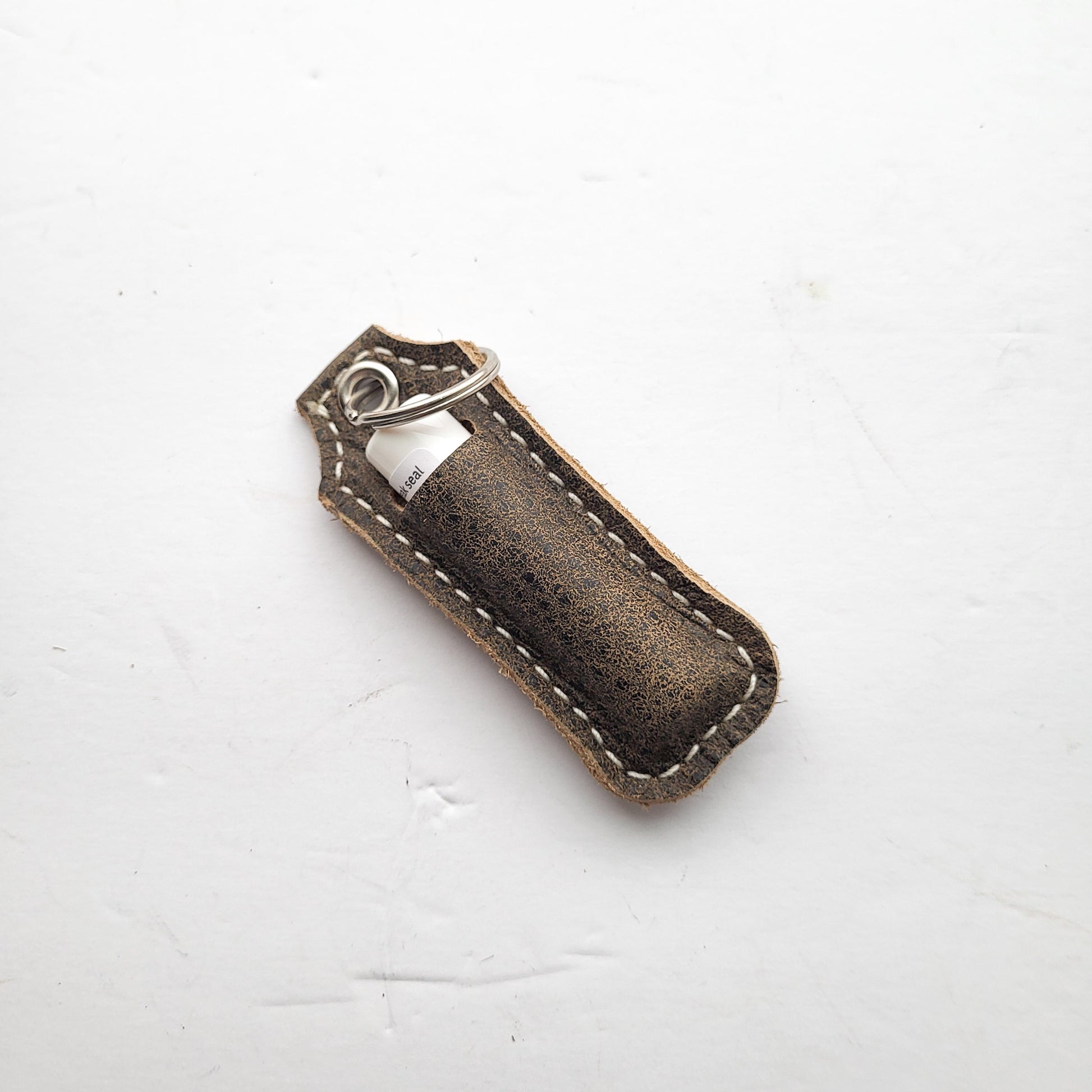 Leather Lip Balm Keychain