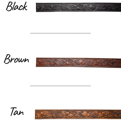 Embossed Western Leather Belt