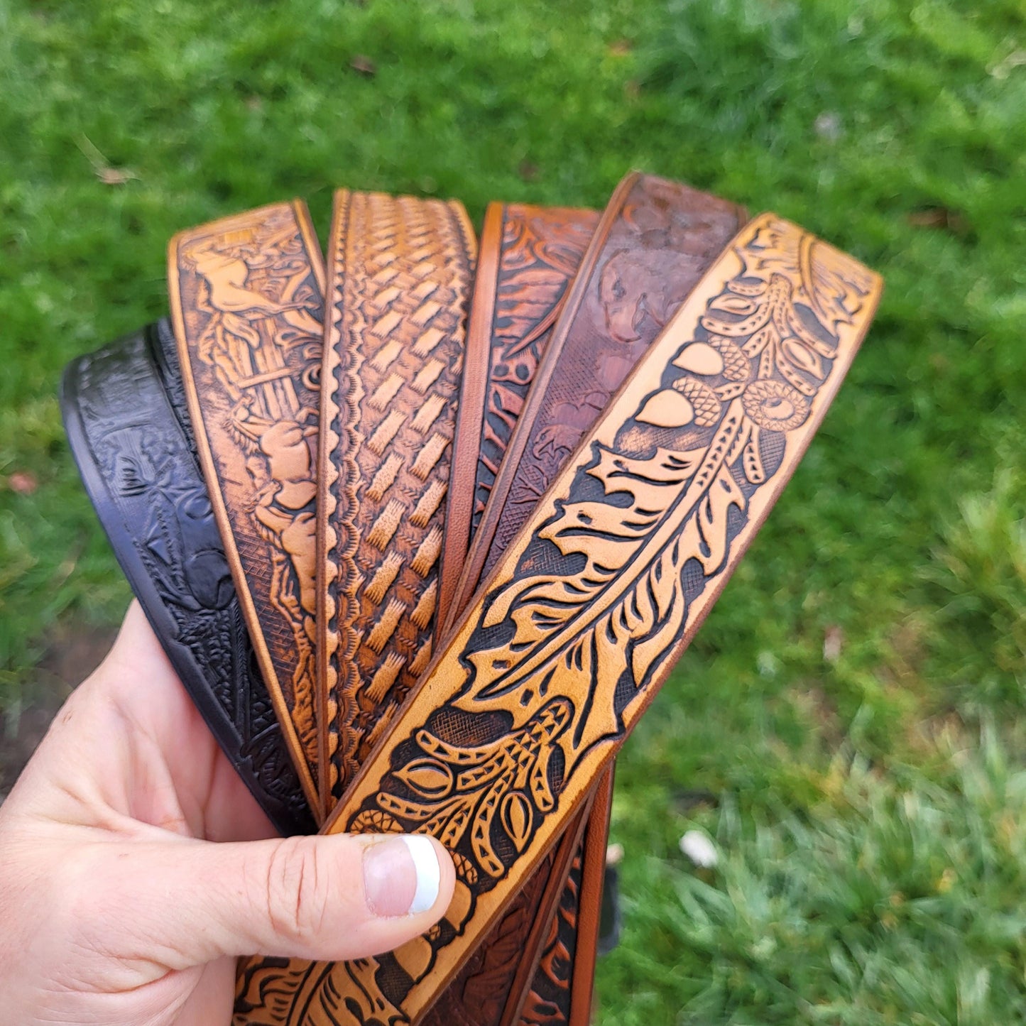 Embossed Western Leather Belt