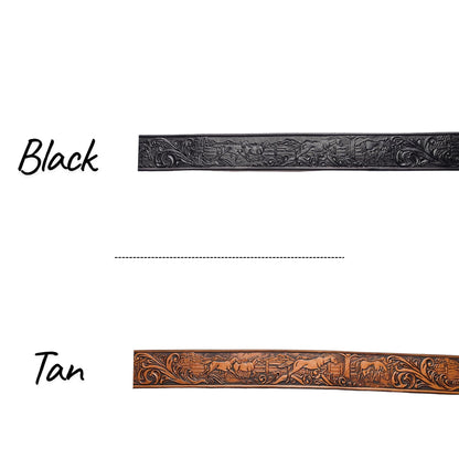 Embossed Western Leather Belt