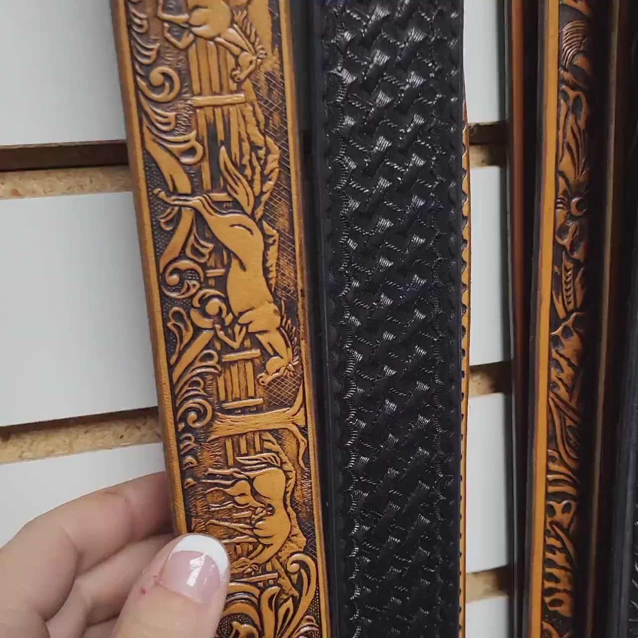 Embossed Western Leather Belt