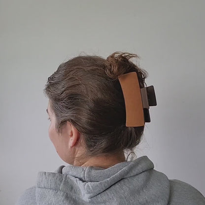 Western Cowhide and Leather Claw Hair Clip