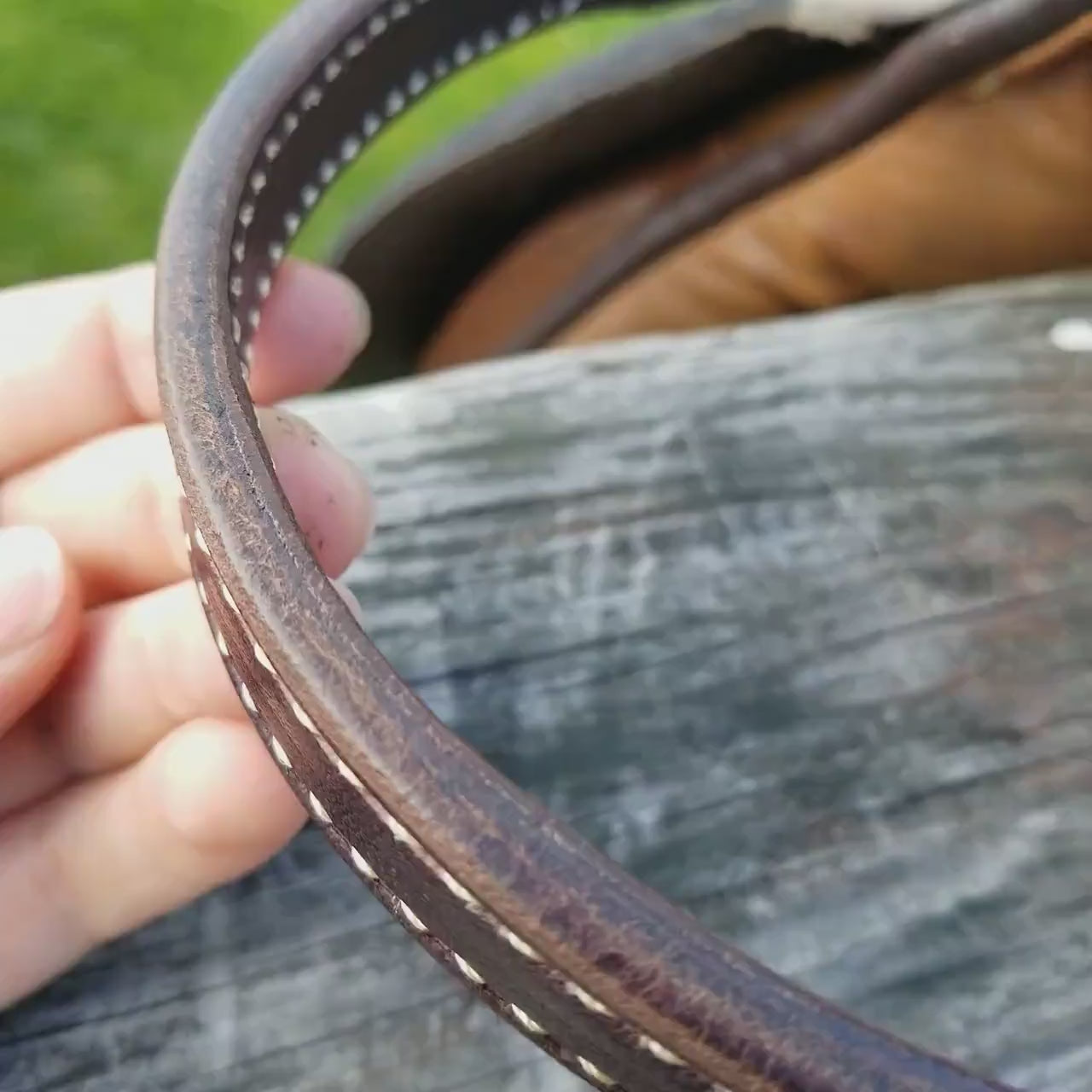 English Saddle Grab Strap Hoofbeat Designs Leather Co.