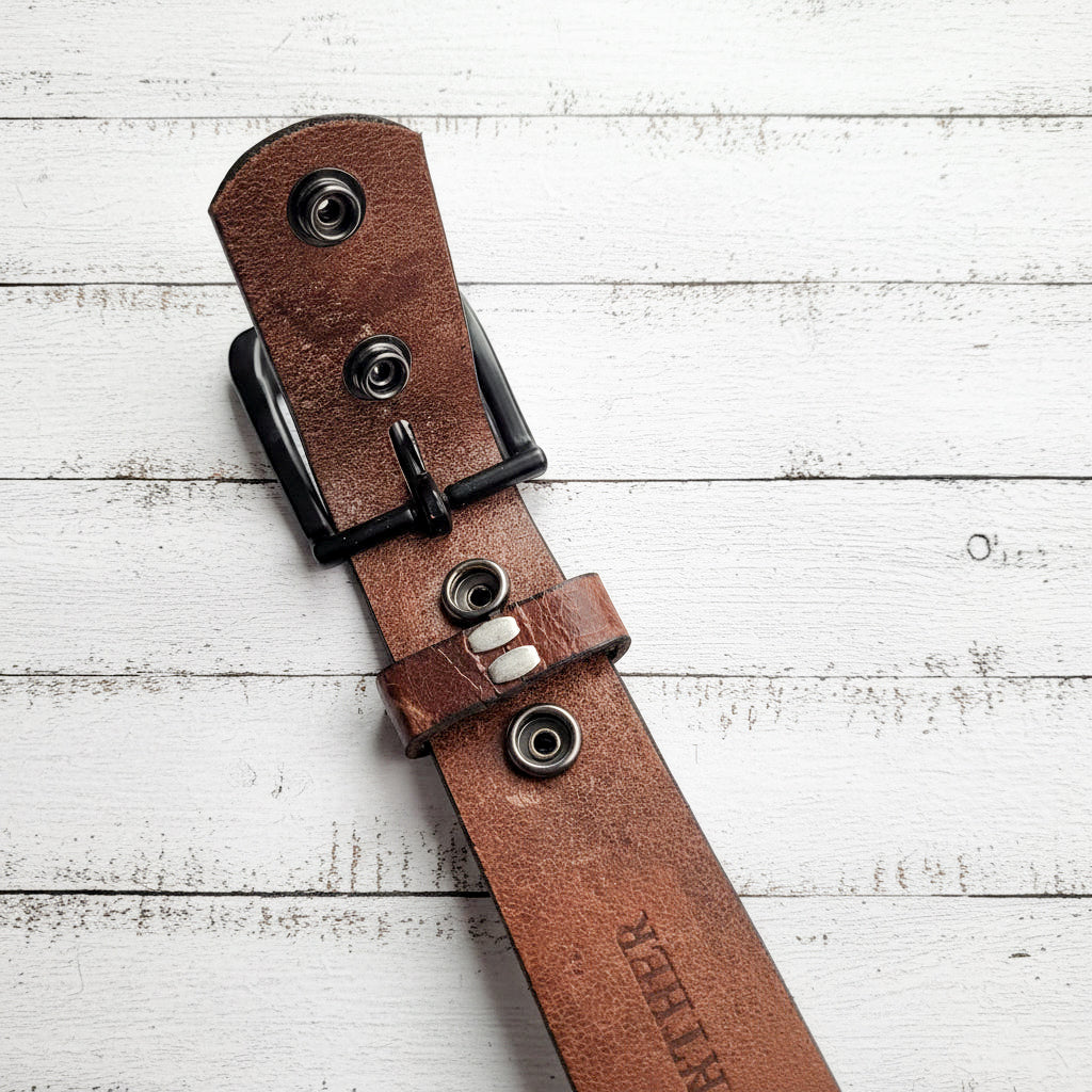 Buffalo Leather Belt "Antique Brown"