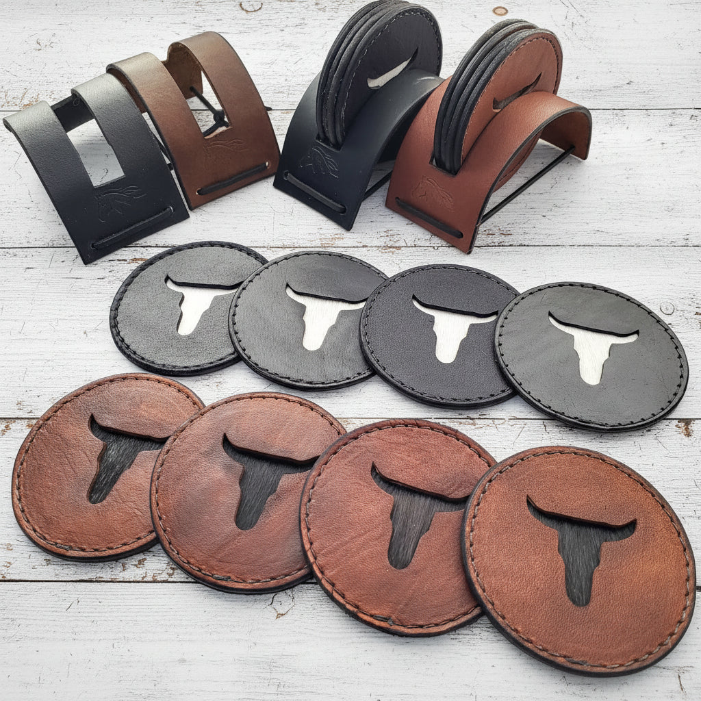Longhorn Leather Coasters