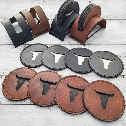 Longhorn Leather Coasters