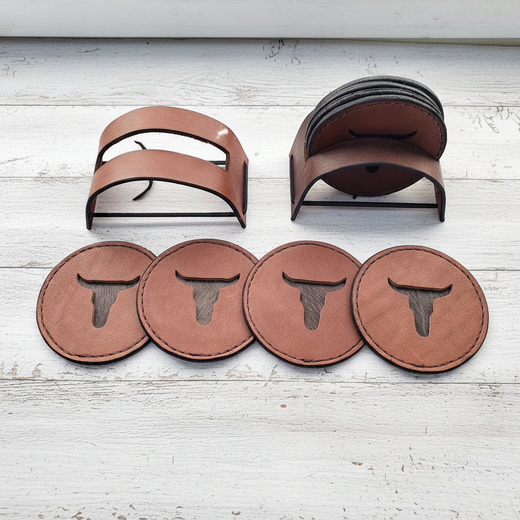 Longhorn Leather Coasters