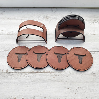 Longhorn Leather Coasters