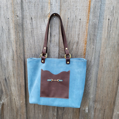 Large Equestrian Leather Tote Bag