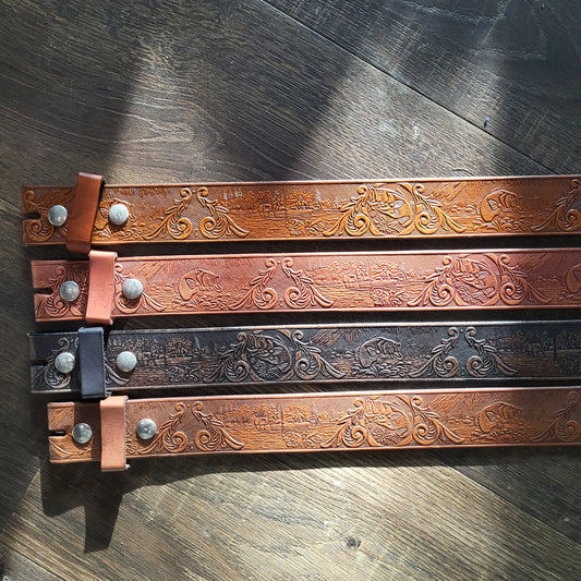 Embossed Leather Belts - Fish / Western