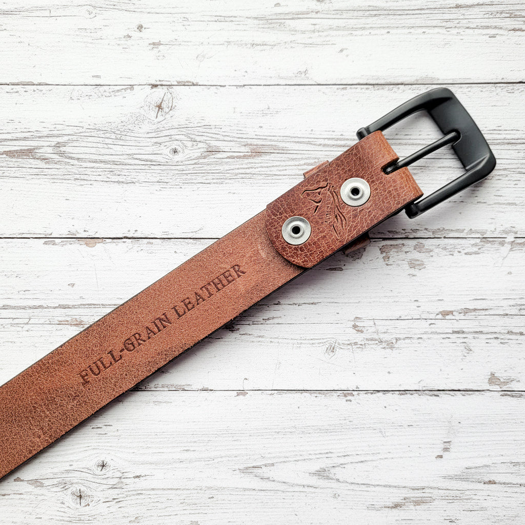 Buffalo Leather Belt "Antique Brown"