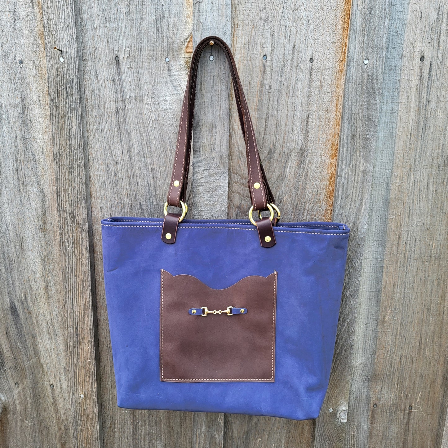 Large Equestrian Leather Tote Bag