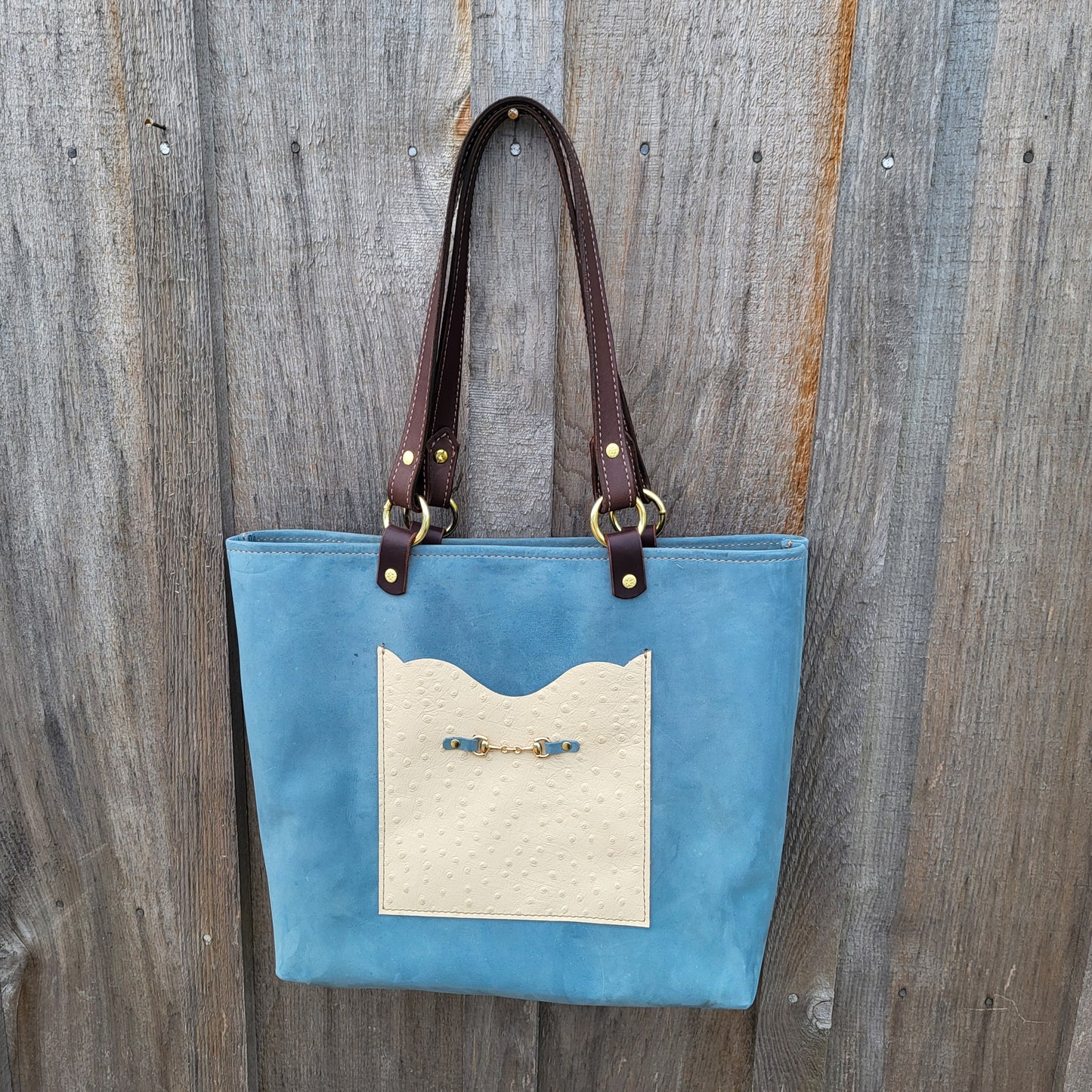 Large Equestrian Leather Tote Bag