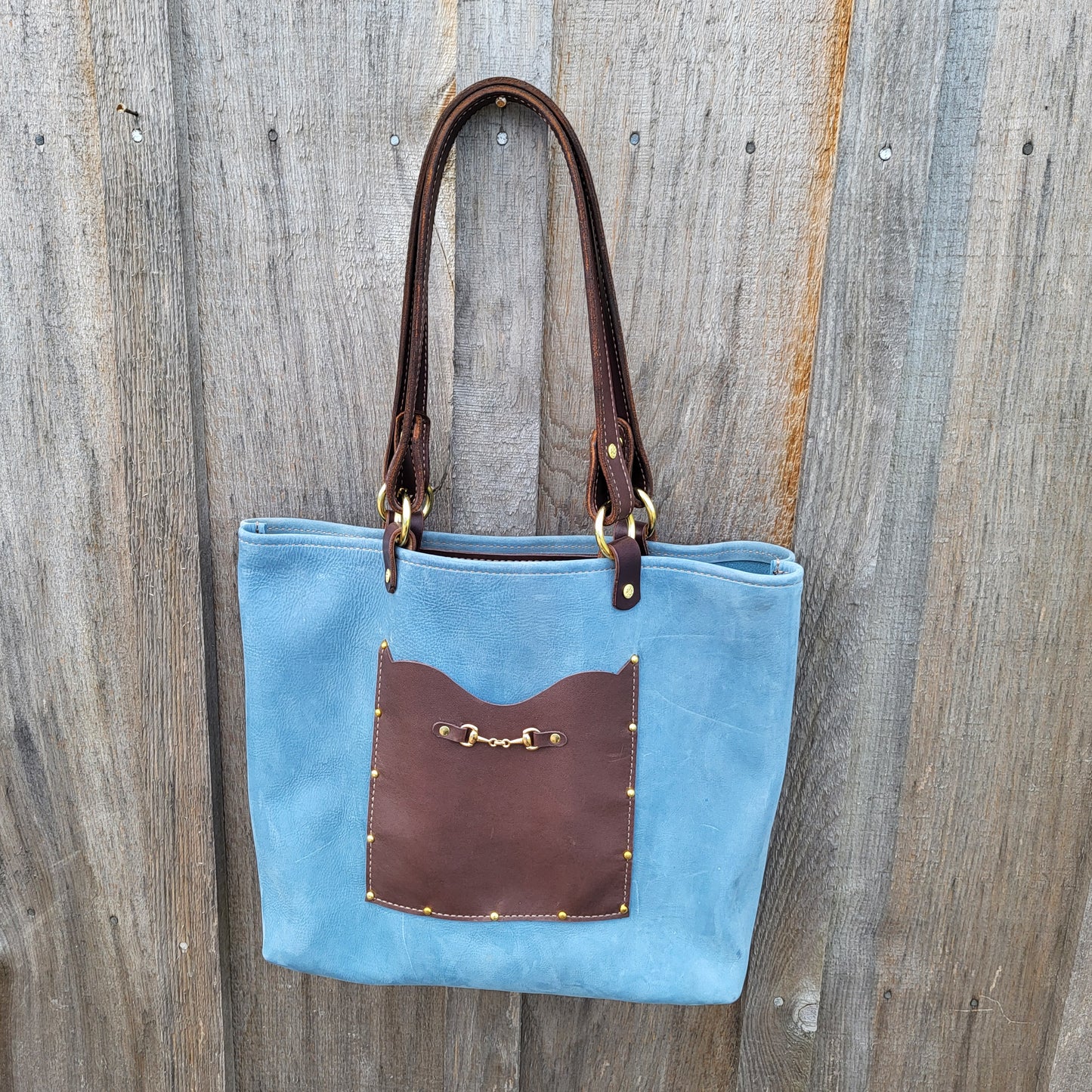 Large Equestrian Leather Tote Bag