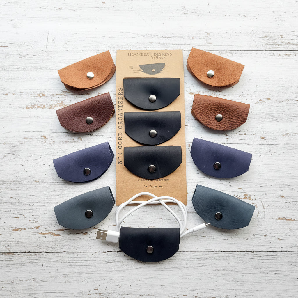 3pk Leather Cord Holders