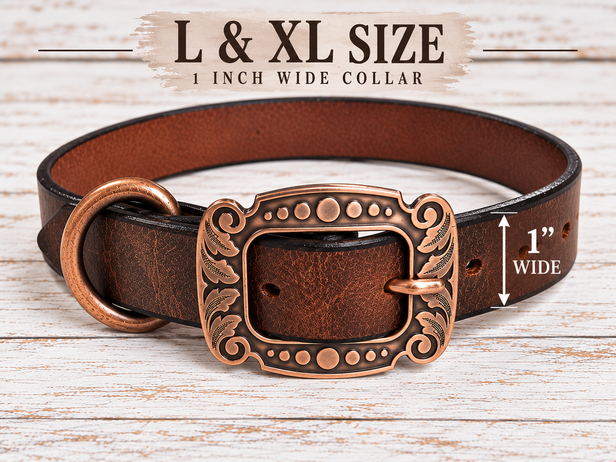 Crazy Horse Water Buffalo Leather Dog Collar